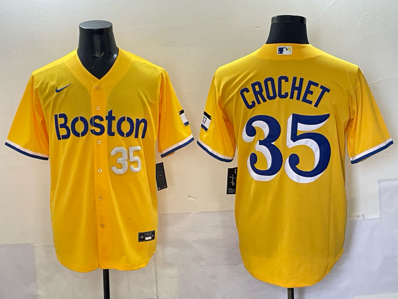 Men 2025 Boston Red Sox #35 Crochet yellow Nike MLB Jersey style 004->boston red sox->MLB Jersey